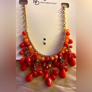 New Directions Coral & Orange Statement Necklace